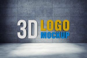 3D Logo Mockup PSD Free Download for Branding